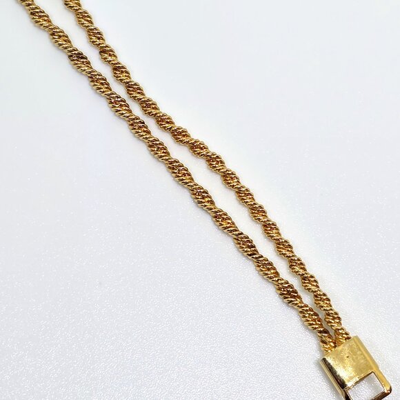 Merlite Gold Double Rope Twist Chain Bracelet Crystal Rhinestone Accent Bracelet - Picture 15 of 17